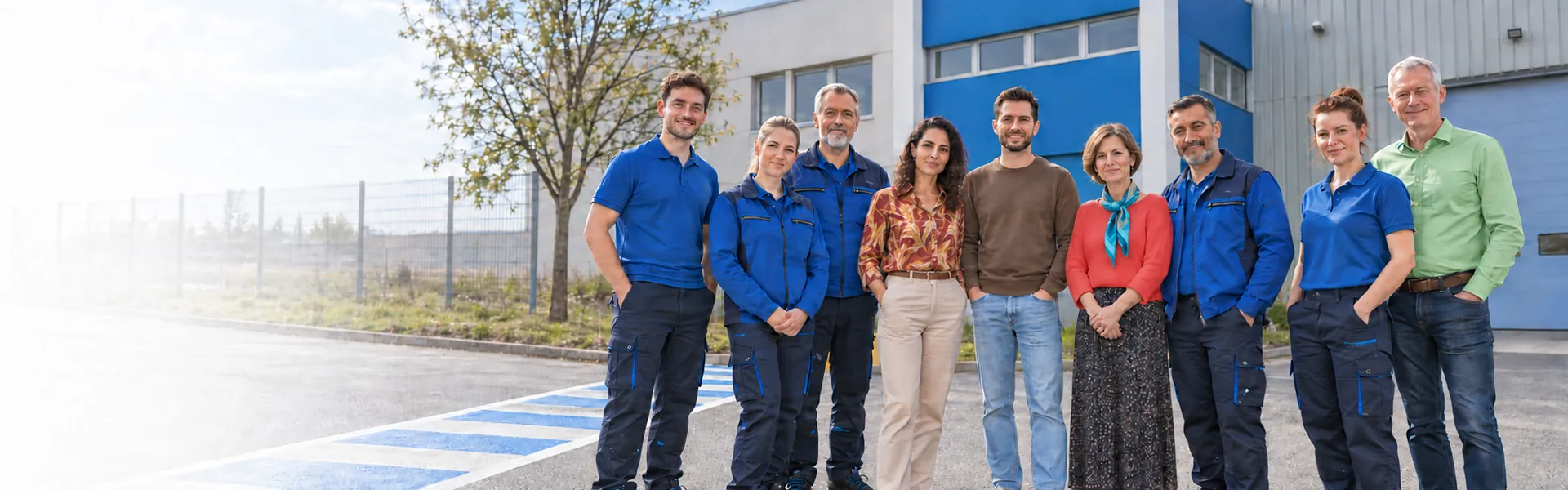Trocellen colleagues in front of the plant